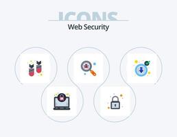 web security flat icon pack 5 design de ícone. download. ciber. ddos. verificar. vírus vetor