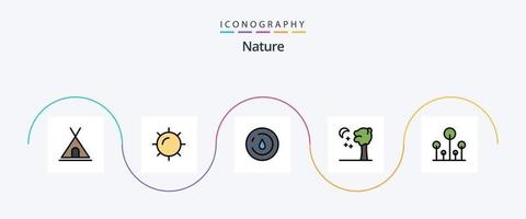 linha de natureza cheia de pacote de ícones de 5 planos, incluindo árvore. verde. natureza. floresta. natureza vetor