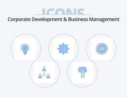 desenvolvimento corporativo e gerenciamento de negócios ícone azul pack 5 design de ícone. ideia. lâmpada. negócios. lâmpada elétrica. escada vetor