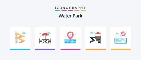 pacote de ícones do parque aquático plano 5, incluindo . parque. parque. bola de praia. design de ícones criativos vetor