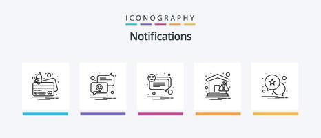 pacote de ícones de linha 5 de notificações, incluindo aviso. livro. móvel. pagamento. crédito. design de ícones criativos vetor