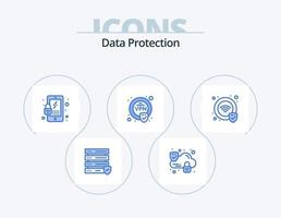 design de ícones do pacote de 5 ícones azuis de proteção de dados. . . segurança. Wi-fi. proteção vetor