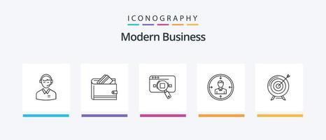 pacote de ícones da linha de negócios moderna 5, incluindo consultoria. apoiar. fluxograma. fluxo de trabalho. esquema. design de ícones criativos vetor