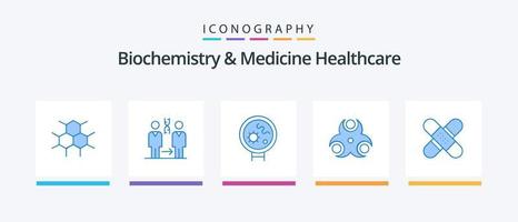 bioquímica e medicina saúde azul 5 pacote de ícones incluindo ajuda. médico. saúde. biológico. procurar. design de ícones criativos vetor