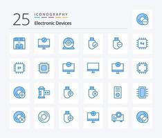 dispositivos 25 pacote de ícones de cor azul, incluindo computadores. hardware. hardware. dispositivos. computadores vetor