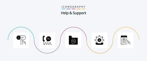 ajude e apoie o pacote de ícones do glifo 5, incluindo ajuda. comunicação. contato. ajuda. documento vetor