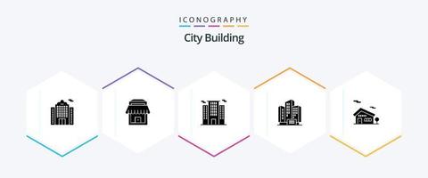 pacote de ícones de 25 glifos de construção de cidade, incluindo . lar. lugar. prédio. prédio vetor