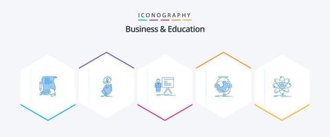 negócios e educação 25 pacote de ícones azuis, incluindo educação. progresso. encontrar. gráfico. homem de negocios vetor