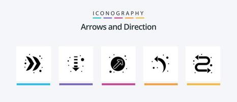 pacote de ícones de glifo de seta 5, incluindo . repita. direção. Setas; flechas. voltar. design de ícones criativos vetor