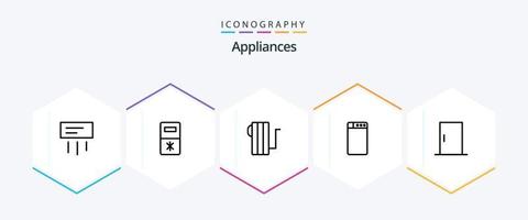 Pacote de ícones de 25 linhas de aparelhos, incluindo . lar. elétrico. mobília. lavando vetor