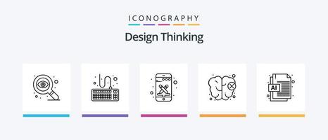linha de pensamento de design 5 pacote de ícones incluindo . conector. projeto. cabo. configurações. design de ícones criativos vetor