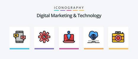 linha de marketing digital e tecnologia cheia de 5 ícones, incluindo tabuleta. anúncio. cabo. de Anúncios. on-line. design de ícones criativos vetor