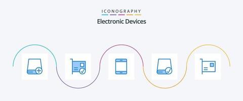 pacote de ícones de 5 dispositivos azuis, incluindo dispositivos. computadores. dispositivos. ipad. engenhoca vetor