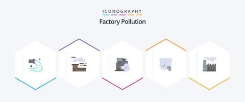 poluição de fábrica 25 pacote de ícones planos, incluindo poluição. poluição pm. fábrica. ambiente. ar vetor