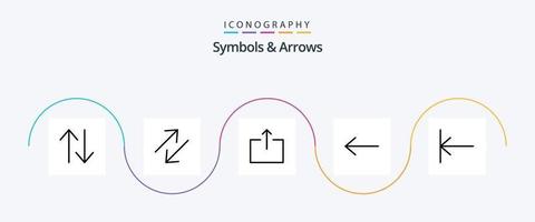 símbolos e linha de setas preenchidas com 5 ícones planos, incluindo . enviar. lar vetor