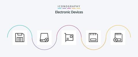 Dispositivos linha 5 pacote de ícones incluindo dispositivos. cartão. gadget. hardware. dispositivos vetor