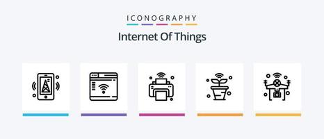 internet das coisas linha 5 pacote de ícones incluindo wi-fi. Internet das Coisas. computador portátil. Internet. Wi-fi. design de ícones criativos vetor