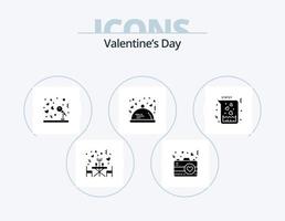 pacote de ícones de glifos de dia dos namorados 5 design de ícones. químico. restaurante. casado. amantes. jantar vetor