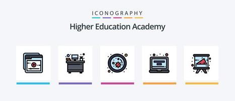 a linha da academia preencheu o pacote de 5 ícones, incluindo o quadro-negro. contabilidade. escola. Educação. quadro-negro. design de ícones criativos vetor