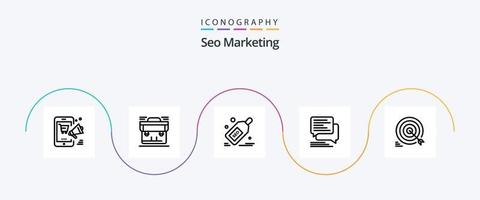 pacote de ícones da linha 5 de marketing seo, incluindo mensagens. bater papo. pasta. oferecer. marcação vetor