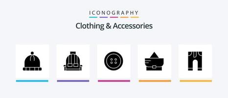 pacote de ícones de glyph 5 de roupas e acessórios, incluindo . calça. roupas. calça. bebê. design de ícones criativos vetor
