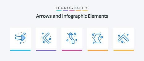 pacote de ícones de seta azul 5, incluindo seta. multimídia. Setas; flechas. esquerda. seta. design de ícones criativos vetor