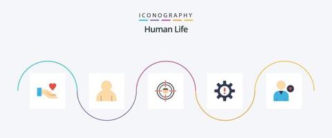 pacote de ícones humanos planos 5, incluindo coração. risco. recrutamento. recursos. humano vetor