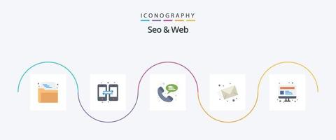 pacote de ícones seo e web flat 5, incluindo web. computador. rede. rede. correspondência vetor