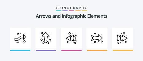 pacote de ícones da linha de seta 5, incluindo . para cima... design de ícones criativos vetor