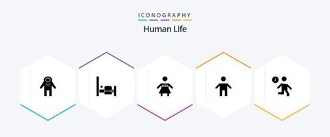 pacote de ícones humanos de 25 glifos, incluindo pessoas. rápido. pessoas. relógio. pai vetor