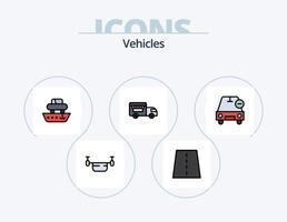 linha de veículos cheia de ícone pack 5 design de ícone. excluir. navio. caminhão. transporte. carga vetor