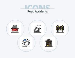 linha de acidentes rodoviários cheia de ícone pack 5 design de ícone. anúncio. declive. acidente. caindo. acidente vetor