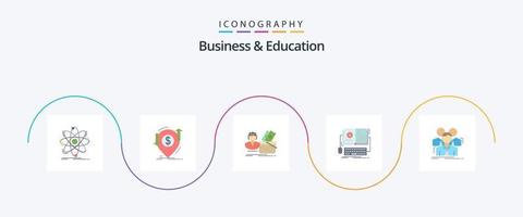 pacote de ícones plana de 5 negócios e educação, incluindo interativo. livro. finança. fêmea. cesta vetor