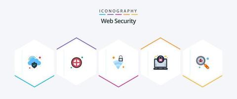 web security 25 flat icon pack incluindo bug. procurar. segurança. Varredura. computador portátil vetor