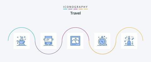 pacote de ícones de viagem azul 5, incluindo viagens. guitarra. marco. viagem. GPS vetor