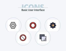 linha básica cheia de ícones do pacote 5 design de ícones. básico. móvel. do utilizador. interface. aplicativo vetor