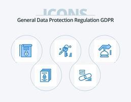 design de ícones do pacote de 5 ícones azuis gdpr. gdpr. chave. seguro. gdpr. regras vetor