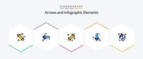 seta 25 pacote de ícones de linha preenchida, incluindo recursos. Setas; flechas. seta. completo. seta vetor