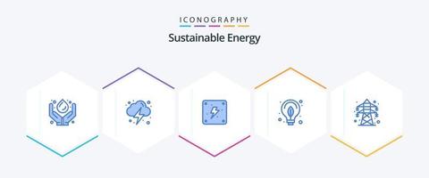 energia sustentável 25 pacote de ícones azuis, incluindo energia. lâmpada. nuvem. poder. energia vetor