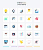 pacote criativo de 25 ícones planos diversos, como mensagem. trabalhar. aplicativos. tarefa. escritório vetor