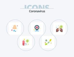 design de ícones do pacote de ícones planos de coronavírus 5. área. coronavírus. vírus. nariz. gotas vetor