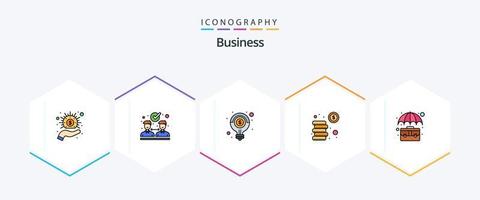 pacote de ícones de 25 linhas preenchidas de negócios, incluindo maleta. investimento. luz. dinheiro. dinheiro vetor