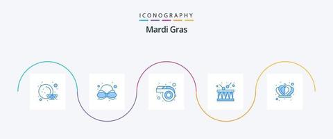 Mardi Gras Blue 5 Icon Pack incluindo . rei. assobiar. Império. música vetor