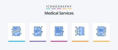 pacote de ícones azul 5 de serviços médicos, incluindo reivindicação. médico. assistência médica. médico. er. design de ícones criativos vetor