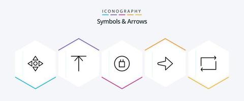 símbolos e setas pacote de ícones de 25 linhas, incluindo . símbolos. . jogar vetor