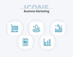 design de ícones do pacote de 5 ícones azuis de marketing de negócios. carimbo. finança. negócios. marketing vetor