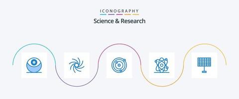 pacote de ícones de ciência azul 5 incluindo . planetas. solar. bateria vetor