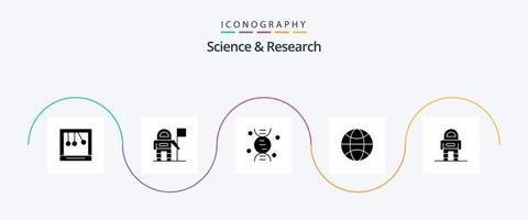 pacote de ícones de glifo de ciência 5 incluindo . terno. Ciência. espaço. astronauta vetor