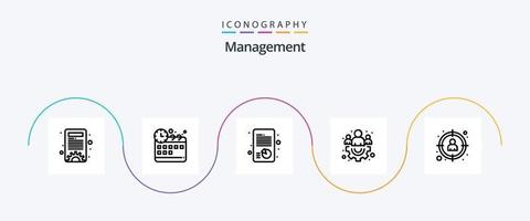 linha de gerenciamento 5 pacote de ícones incluindo objetivo. perfil. relatório. gerente. equipe vetor