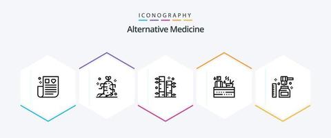 pacote de ícones de 25 linhas de medicina alternativa, incluindo mel. bem-estar. bambu. spa. quente vetor